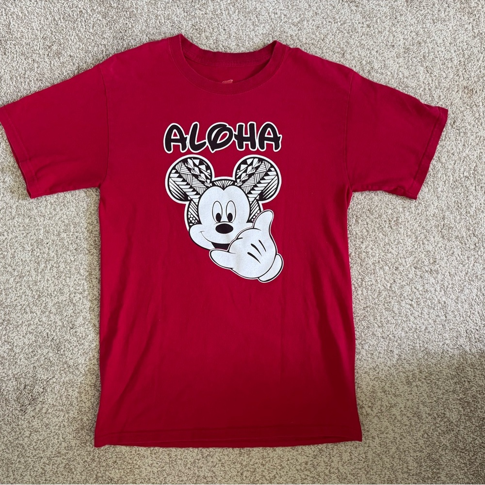 Disney Aloha Mickey Mouse Red T-Shirt